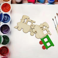 20 Pack Cortes De Tren De Madera No Terminados Para Manualidades DIY Etiquetas De Regalo Decoración De Pared Para Fiestas Y Vacaciones - details 6
