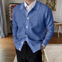 Chaqueta De Punto Para Hombre Con Cuello En V Y Botones Manga Larga Ajustada Estilo Casual Poliéster Y Spandex - details 4
