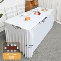 Mantel Rectangular De 6 Pies Con Borde Abierto Resistente a Arrugas Ruffles Elastic Para Banquetes Bodas Y Fiestas - details 2