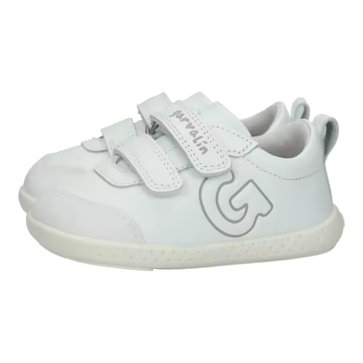 Deportivos marca GARVALÍN para niño en color blanco. Calzado respetuoso para niños y niñas, zapatos suaves, cómodos y ligeros, en color blanco, hechos en piel - 1