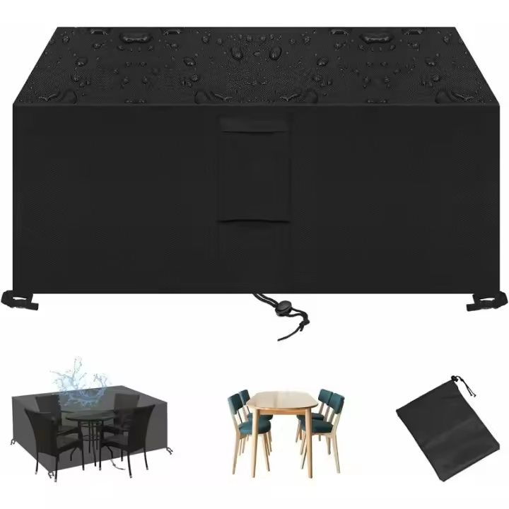 Cubierta para muebles de jardín, 420D Cubierta para muebles de jardín impermeable, a prueba de viento, transpirable, a prueba de polvo y resistente a los rayos UV - Negro: 60x60x60cm - 1