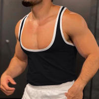 Camiseta De Gimnasio Para Hombre Verano Estilo Delgado Sin Mangas Deporte Moda Ajustada Vestido De Correo Patchwork Talla S-2XL - details 10
