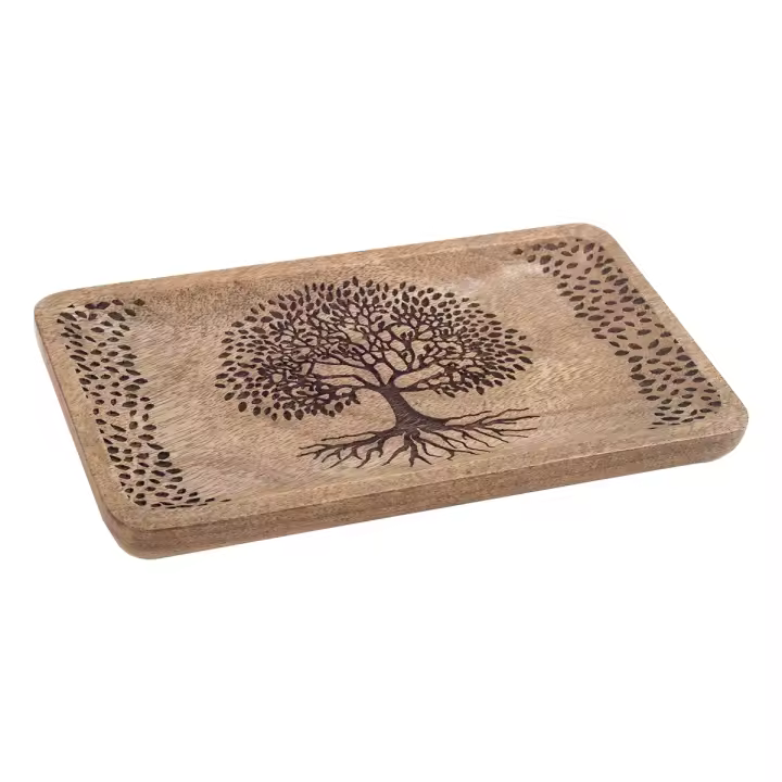 Signes Grimalt  - Plato rectangular  árbol de la vida en madera de mango , de  25x15x2.5 cm - 1