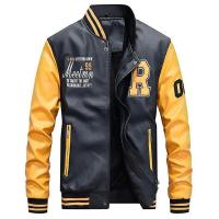 Chaqueta De Béisbol Para Hombres Corte Slim Fit Collar Erguido Cuero PU Nueva Jaqueta De Cremallera Moto Bomber Jacke Male - details 5