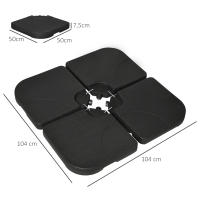 Outsunny Peso para Base de Sombrilla de 4 Piezas Base para Sombrilla Excéntrica Cuadrado Rellenable de Agua 15 Litro Arena 19,5 kg para Base Cruzada Negro - details 2