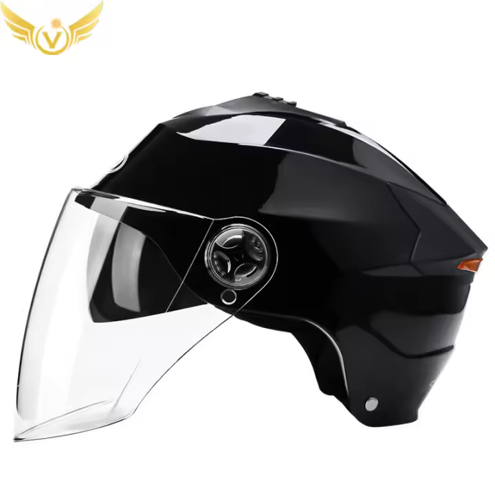 Casco De Motocicleta Con Luces LED Recargables Para Hombres Y Mujeres Casco Universal Para Moped Y Scooter Eléctrico Cuatro Estaciones Medio Casco ABS Peso 950g - 1