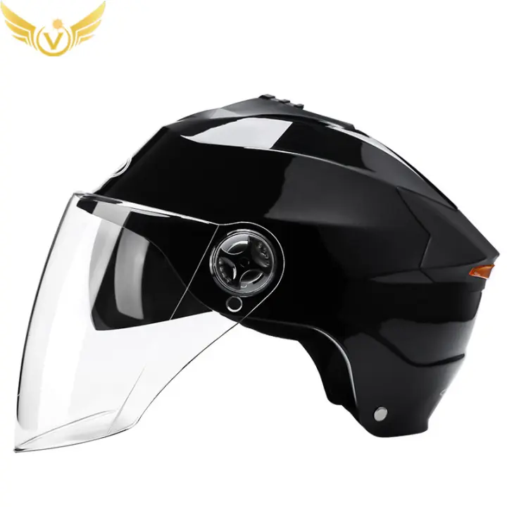 Casco De Motocicleta Con Luces LED Recargables Para Hombres Y Mujeres Casco Universal Para Moped Y Scooter Eléctrico Cuatro Estaciones Medio Casco ABS Peso 950g - 1