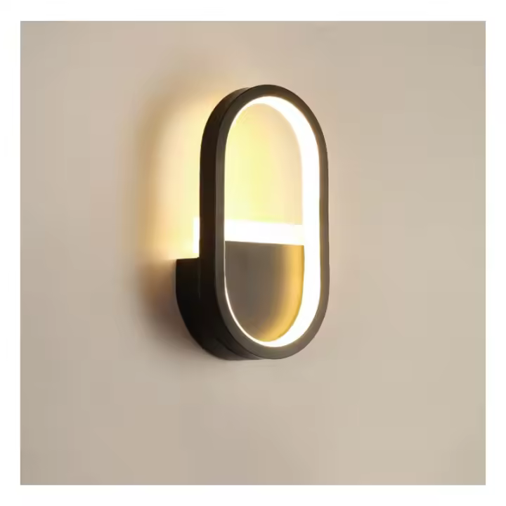Aplique de pared interior moderno HECHO DE Hierro y silicona fácil, 16W 900LM 220V, para Salón/dormitorio/pasillo/Balcón-Aplique LED Negro - 1