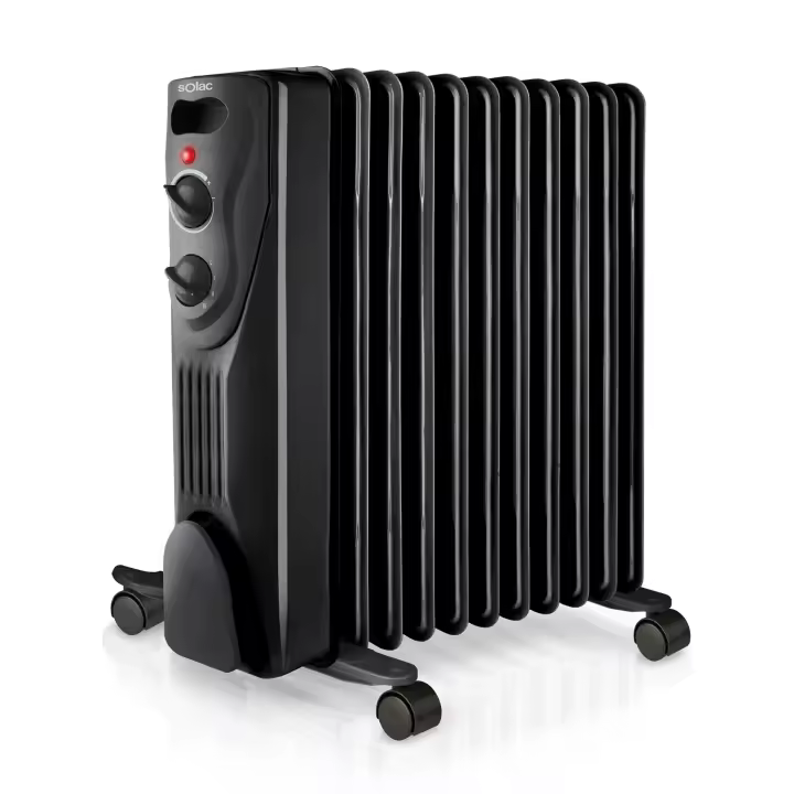 Solac - Radiador Eléctrico de Aceite 2300W - 11 Módulos - Bajo Consumo - Hasta 23m² - 3 Niveles - Termostato regulable - Sistema de Seguridad Protección Sobrecalentamiento - Calefactor - Negro - 1