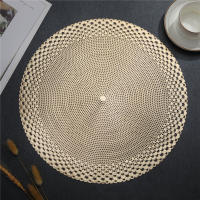 Juego De Tapetes Redondos Para Mesa De Restaurante PVC Hojas Vacías 38cm Anti-calor Con Patrón De Tejido Dorado Y Plateado Para Decoración Clásica De La Mesa - details 3