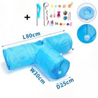 COTTECOTA-Túneles para Gatos Varios Modelos Tubos para Gatos Tunel con forma de T, Tubo Plegable PET Plegable Divertido Juego Juguete Tubo de Gatos Juguete con Pompón y Campanas para Gato Gato Jugar Túnel Casa del Laberinto - details 3