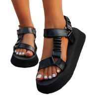 Sandalias de Velcro de Suela Gruesa para Mujer, estilo europeo y Americano, sandalias de Playa a juego con Colores. - details 2