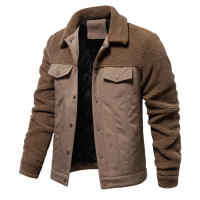 Chaqueta de retales para hombre, chaqueta informal de lana de cordero de alta calidad, talla europea, otoño e invierno, 2024 - details 2