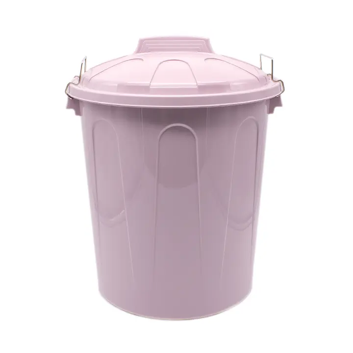CABLEPELADO Cubo de Basura con tapa, Cubo basura Industrial, Cubo basura Plástico con asas metálicas, Contenedor residuos, 40 cm alto x 33 cm Diámetro superior, Capacidad 21 Litros, Rosa claro - 1