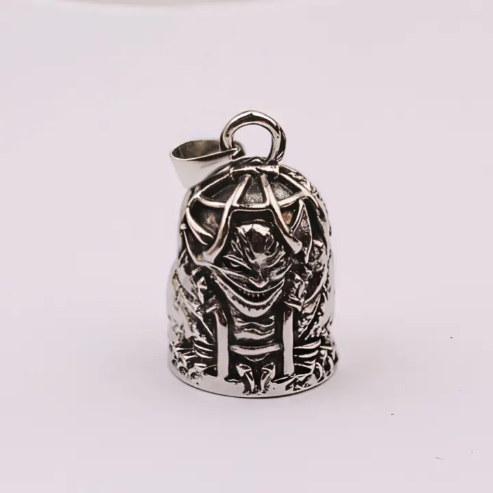 Llavero de moto estilo punk vintage - Cruz gota de aceite con campana, colgante de ángel con alas de plumas para hombres - 1