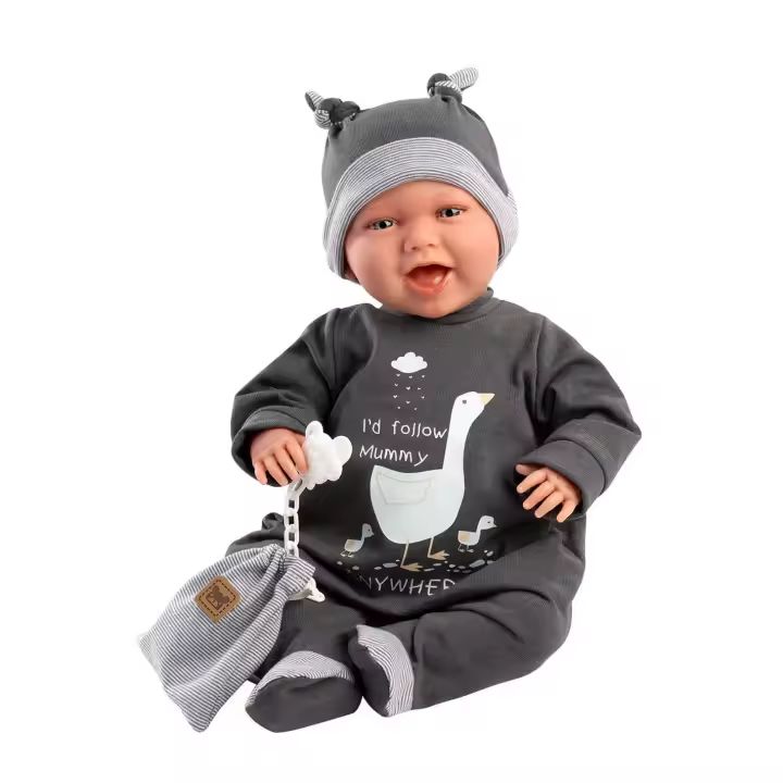 Llorens Muñeco Mimo sonrisas Pijama Gris de 42 cms. Llorens 74107 - 1