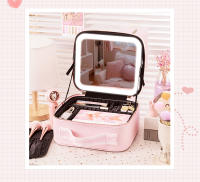 Bolso De Maquillaje Para Viaje Con Espejo Grande Iluminado Organizador De Cosméticos Profesional Impermeable Y Partitionable - details 14