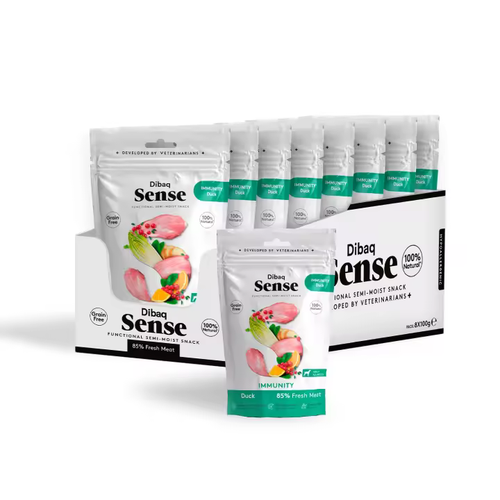 Dibaq Sense Dog, Snack para perros, grain free, inmunity, pato sin cereal, pack 3 uds x 100 gr - 1