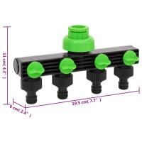 vidaXL Adaptador para grifo de 4 vías ABS & PP verde negro 19,5x6x11cm - details 5