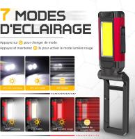 Luz DE TRABAJO LED recargable, Luz DE TRABAJO powerful de 800 lúmenes with luz roja, innica magnética impermeable IPX6 adecuada para reparación, Aventuras al Aire Libre y Camping, etc. [Clase de eficiencia energética A ++] - details 1