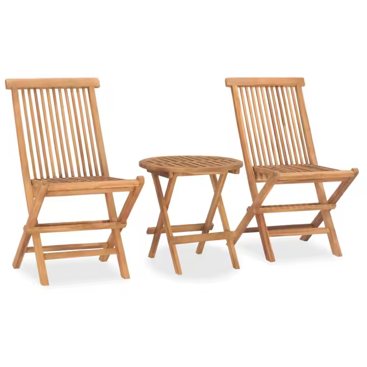 vidaXL Set comedor de jardín plegable 3 piezas madera maciza de teca en modelo Circular/Cuadrado - 1