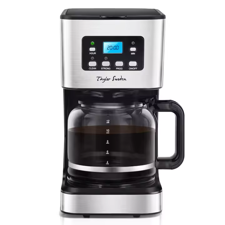 Taylor Swoden Cafetera de Goteo con Temporizador Programable, 950W,1.5L(12 Tazas),Pantalla LCD, Filtro Reutilizable, Auto Apagado, Función Mantener Caliente. Función Auto Limpieza (Descalcificación) - 1