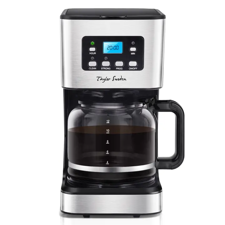Taylor Swoden Cafetera de Goteo con Temporizador Programable, 950W,1.5L(12 Tazas),Pantalla LCD, Filtro Reutilizable, Auto Apagado, Función Mantener Caliente. Función Auto Limpieza (Descalcificación) - 1