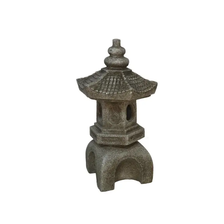 Gerimport Pagoda de jardín con luz solar 1 LED gris 21 x 19 x 37 cm - 1