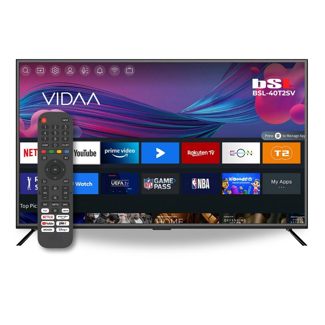 Smart TV 40” Full HD LED con WiFi y HDMI – Compatible con Netflix, YouTube, Prime Video y TDT2 – BSL