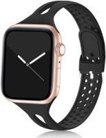 Correa De Silicona Delgada Para Apple Watch Compatible Con Modelos 6 7 8 9 10 Ultra Ancho De 40mm 46mm 44mm 41mm 45mm 49mm Accesorio Deportivo Para Hombres Y Mujeres - details 5