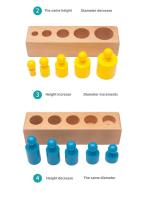 Juguetes De Desarrollo Intelectual Temprano Para Bebés Montessori Cilindro Con Agujeros Bloques Sensoriales De Color Para Cognición Edad Recomendada De 7 a 36 Meses - details 6