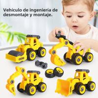 Juego De 4 Vehículos De Ingeniería Para Niños Excavadora Tractor Bulldozer Modelo DIY Juguete De Coche Para Niños Regalo - details 1