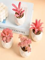 Plantas Artificiales De Suculentas Rosadas Con Maceta Para Decoración De Jardín Y Hogar Fake Bonsai Flor Accesorios De Planta - details 0