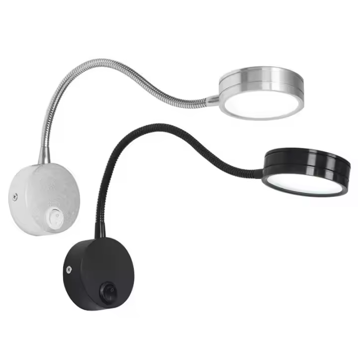 Lámpara De Pared LED Moderna Con Interruptor De Girar Para Lectura En La Habitación Luz Ajustable Soporte De Ventana Decoración De Hogar En Aluminio Negro Y Plateado - 1