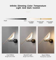 Lámpara De Pared LED Toque Magpie Bird Rotación 360° Para Sofá Cama Interior Iluminación De Interiores Metal Dorado Plata - details 9
