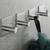 2 sostenedor de la toalla de plata, auto-adhesivo, acero, parte posterior del gancho de la puerta, palillo encendido, la toalla para sostenedores de los cuartos de baño, cocina, ganchos del metal, ganchos de la toalla - details 3