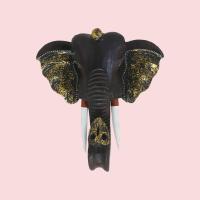 Escultura de Cabeza de Elefante Tallada en Madera - Decoración de Pared Étnica, Bohemia y Rústica - Protección, Sabiduría y Buena Fortuna - 30 cm - Gissed - details 2