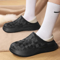 Zapatillas De Algodón Para Hombre Invierno Impermeables Con Peluche Interior Y Exterior Casuales Adecuadas Para El Hogar Y Exteriores Mantienen Calientes Medias Mitad Zapatos Plana Unisex - details 14