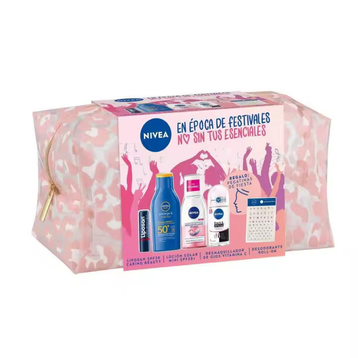 NIVEA Pack festivalero - Con neceser y 4 productos + pegatinas de regalo - 1