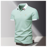 Camisa Polo Casual Para Hombres Verano 2024 Algodón Puro Manga Corta Cuello Redondo Botones Transpirable Top Masculino - details 7