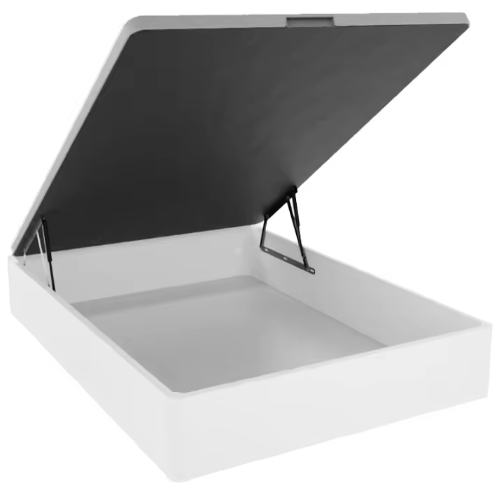 Meimon Canapé abatible con almacenaje y tapa transpirable tapizada en tejido 3D gris, estructura de aglomerado melaminado, apertura hidráulica, varios tamaños y acabados: cambria, blanco ártico y blanco nieve. Altura total 35 cm. - 1