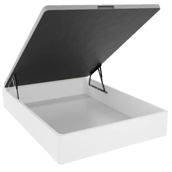 Meimon Canapé abatible con almacenaje y tapa transpirable tapizada en tejido 3D gris, estructura de aglomerado melaminado, apertura hidráulica, varios tamaños y acabados: cambria, blanco ártico y blanco nieve. Altura total 35 cm. - 1