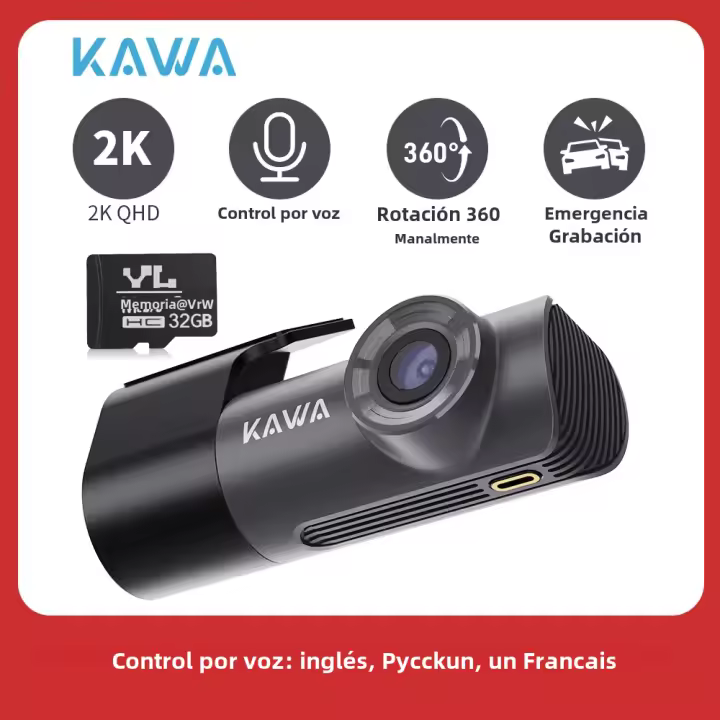 Cámara De Volante KAWA D5 Para Coche DVR Grabadora 2K Cámara Frontal Con Control De Voz WiFi Monitorización APP EN RU FR JP Grabación Emergente - 1