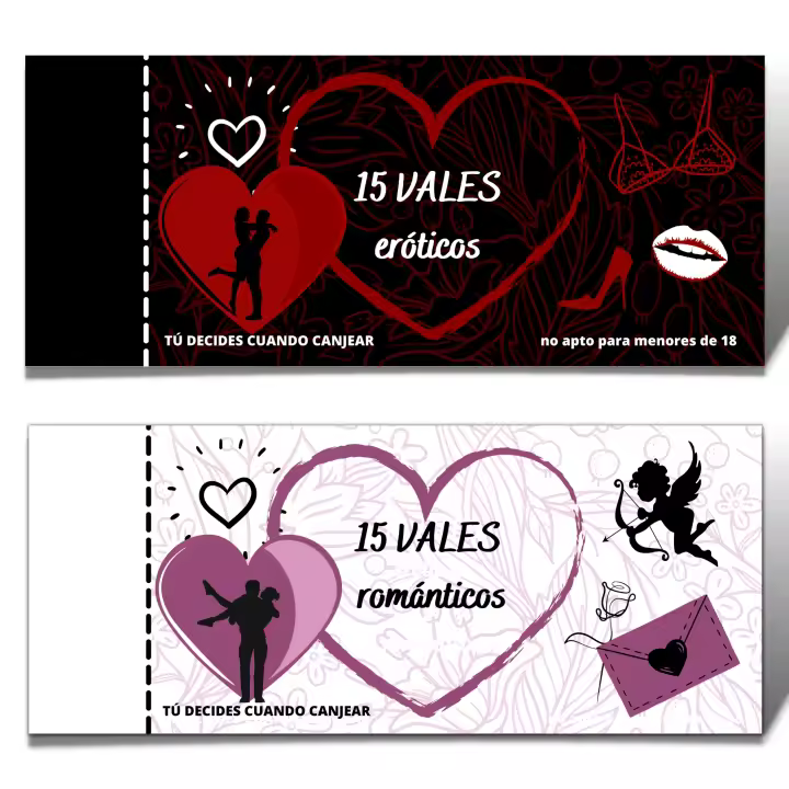 Vales Sexuales para la Pareja. Talonario con Actividades y Juegos para Disfrutar en Pareja. Regalo Pareja Enamorados Aniversarios, San Valentín - 1