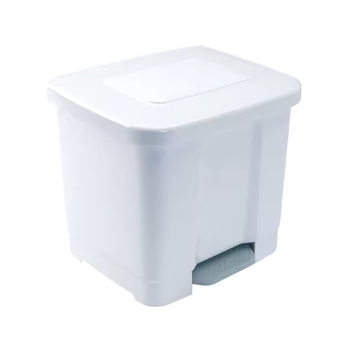 CABLEPELADO Cubo basura con separador, Cubo basura plastico, Cubo basura apertura pedal, Papelera de pedal, Libre de BPA, 38 cm alto x 43 cm ancho x 38 cm fondo, Capacidad 35 Litros, Blanco - 1