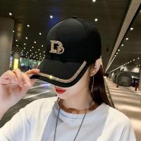 Gorro De Béisbol Para Mujer Con Rhinestones Dorados Brillantes Negro Blanco Moda Algodón Ajustable Estilo Hip Hop - details 5