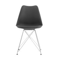 ORION91 Silla VEGA Estructura Cromada Asiento Acolchado Piel Sintética Color Negro 🖤 – 48 x 41 x 82 cm Comedor Oficina Salón Teletrabajo Cocina - SpazioLuzio - details 0