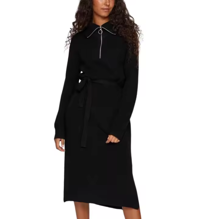 Vestido Vila Viril Half Zipper Negro para Mujer - 1