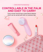 Limpiador facial eléctrico tres en uno, cepillo de limpieza facial con masaje giratorio multifunción, dispositivo de limpieza facial para limpieza de poros y espinillas, rosa - details 15