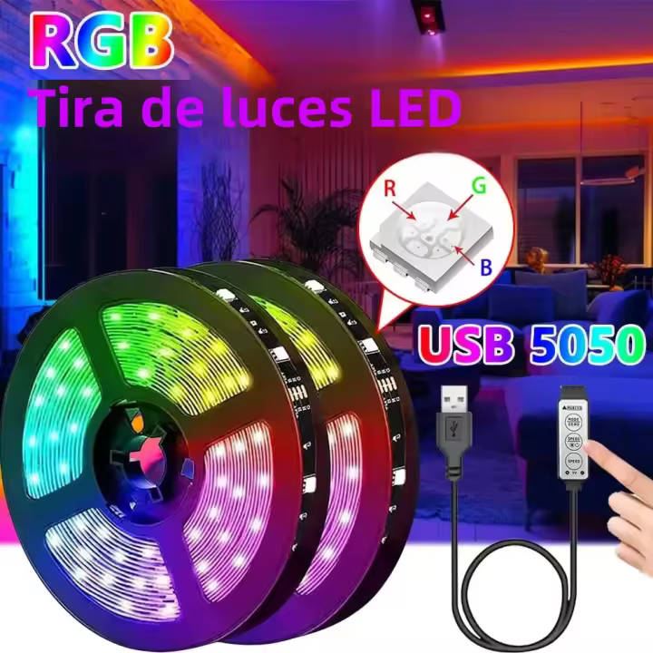 Tiras De Luces LED RGB USB 5050 Lámpara Flexible Para Decoración De Habitaciones Luz Trasera Para TV Cinta De Diodos Emitentes De Luz - 1